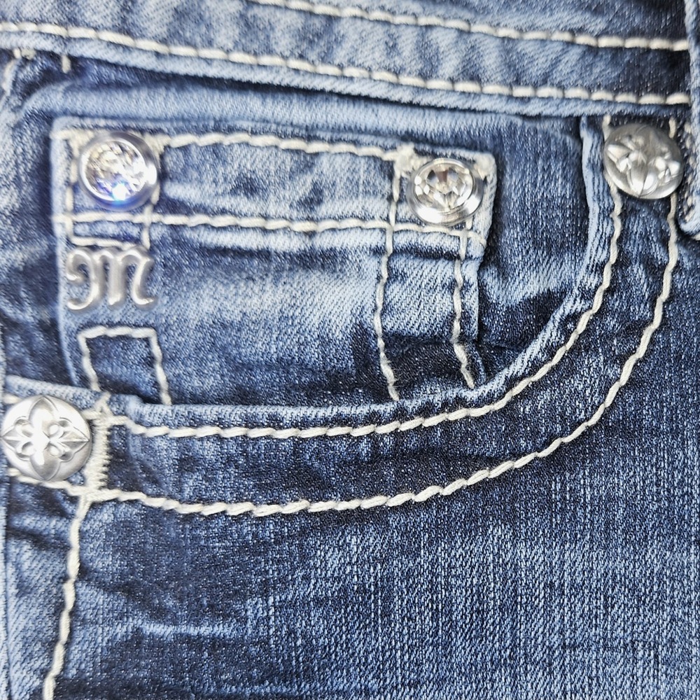Miss Me Signature Boot Jean 28 Bootcut Angel Wing Pockets Stretchy Inseam 31.5" - Picture 3 of 14